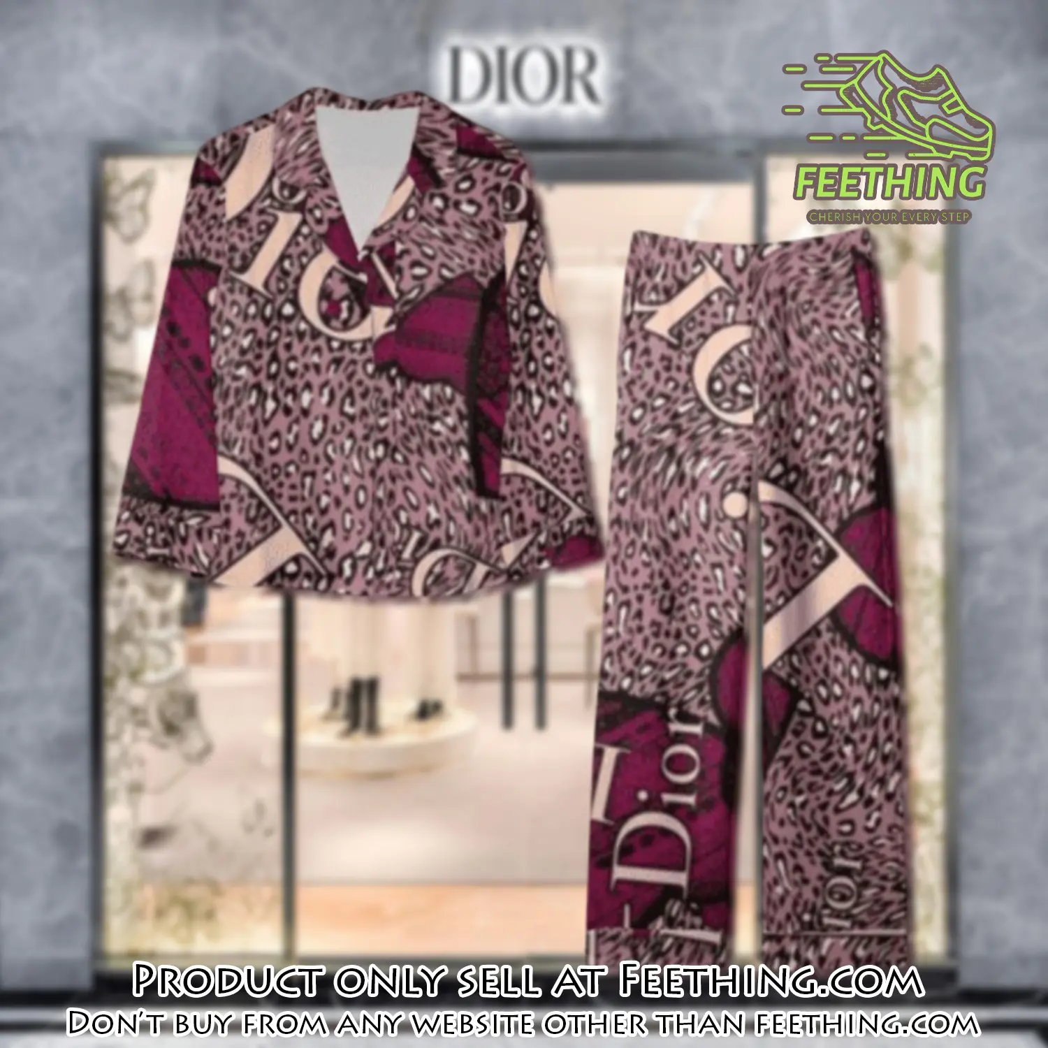 Trending luxury dior satin pajama set pjs1045 ft5925933